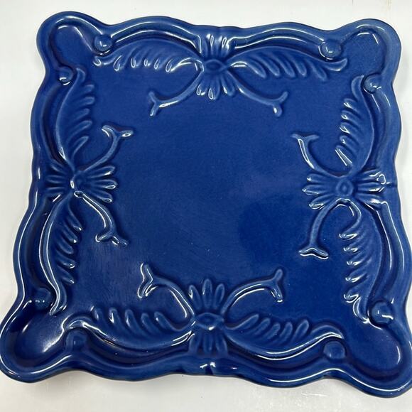 California Pantry Blue Cheese Plate Trivet Ceramic Microwave Safe 6" Square 2009 - Picture 1 of 6